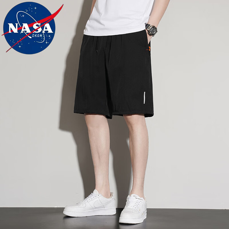 NASADKGM短裤男夏季新款轻薄运动休闲速干透气五分裤沙滩健身跑步裤子男 3333黑色 XL（110斤-130斤）