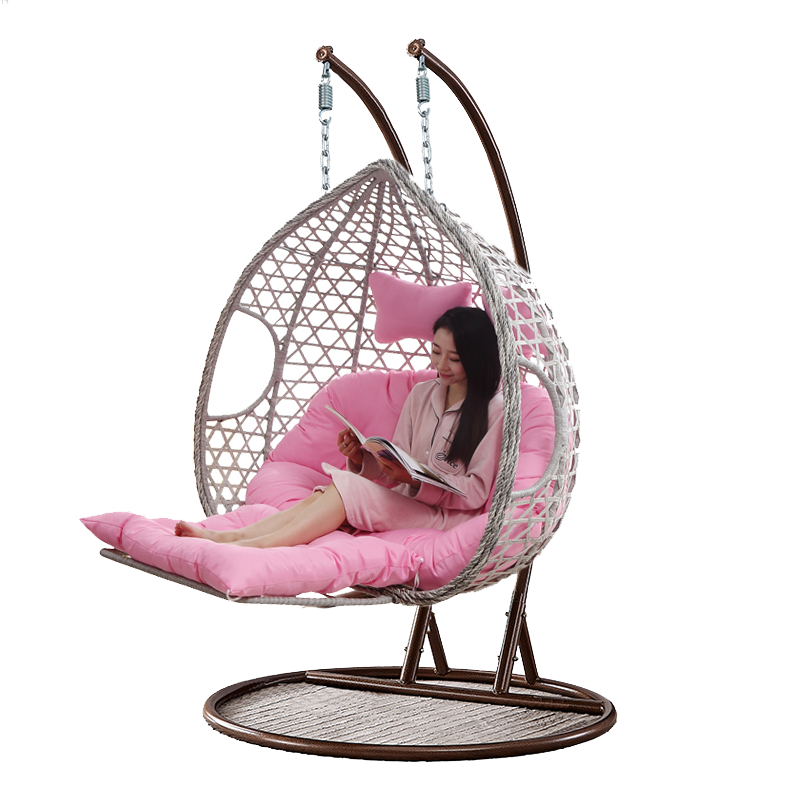 小匠圈 吊椅藤椅吊篮休闲椅吊椅室内秋千户外阳台椅躺椅摇椅懒人椅吊兰 摇椅吊蓝躺椅魔叶藤 双杆双人魔叶藤灰色加脚踏(扶手扭花)(可躺可坐)