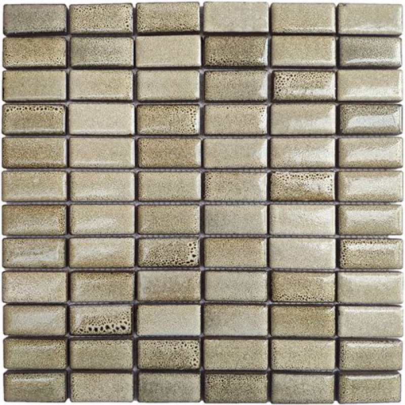 绿野客 北欧风七彩长条陶瓷马赛克黑色白色厨房阳台卫生间浴室瓷砖 杏