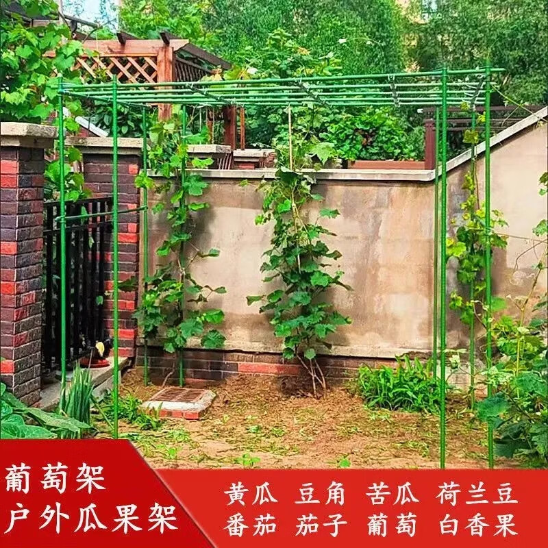 卫东包塑钢管支架杆家用植物花架子室外庭院架杆豆角黄瓜爬藤架番茄架 直径20mm长120cm【10支装】