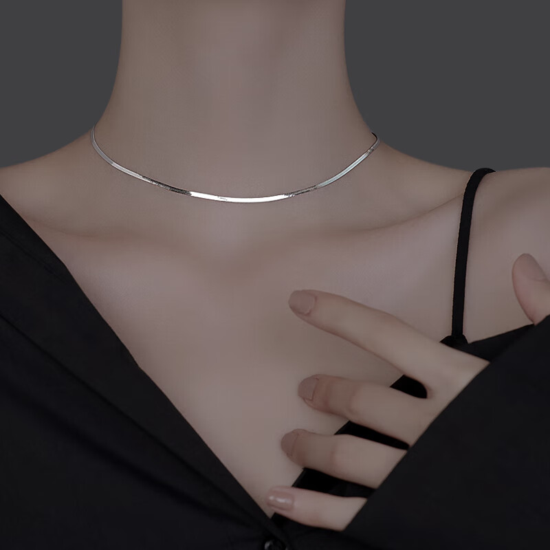 芸娘925蛇骨项链女choker项圈短款冷淡风锁骨链小众轻奢设计颈链七夕