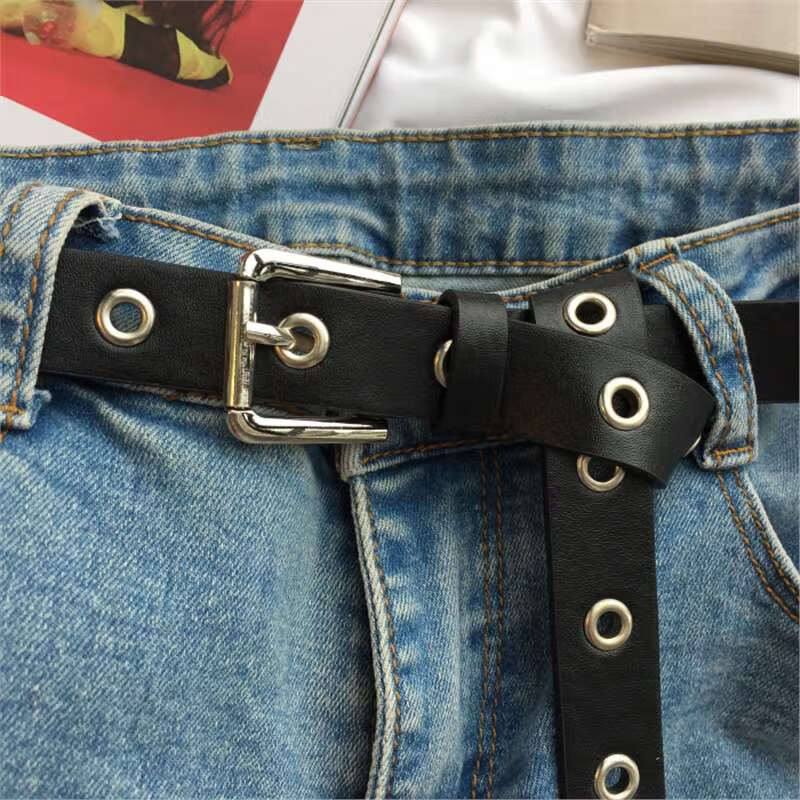 宸劲佰(chenjingbai)韩国新款复古百搭圆孔洞洞镂空圈圈皮带休闲pu皮