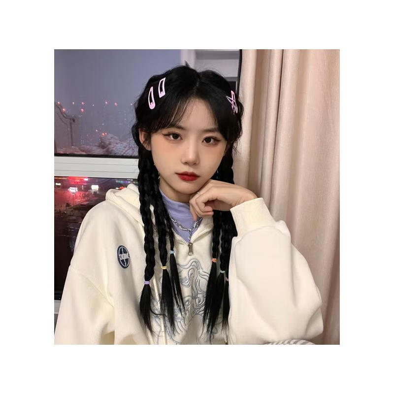 天使丝丝甜酷麻花小辫子女团脏辫双马尾假发摄影儿童拳击辫女非州 主