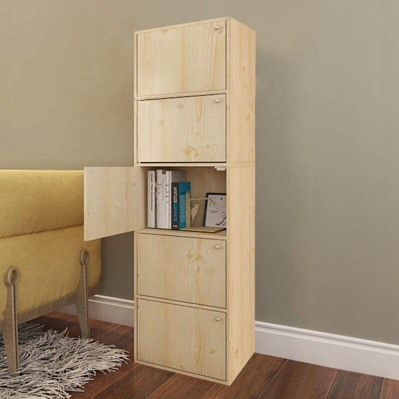 慧乐家 书柜书架 鲁比克五层组合带门储物柜 收纳整理柜 白枫木色