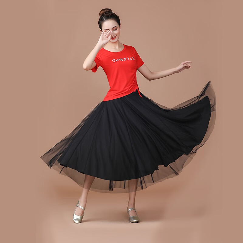 菲痒杨丽萍广场舞服装中老年网纱长裙表演舞蹈服大妈短袖跳舞衣服套裙