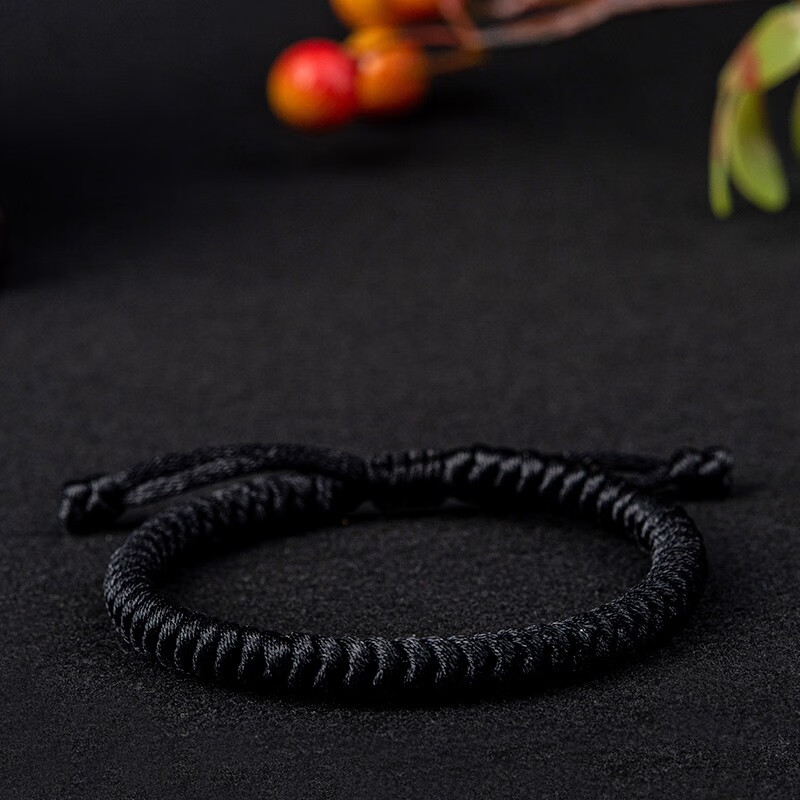 藏式金刚结手绳男情侣礼物民族风手工编织龙年本命年红绳手链女 黑色
