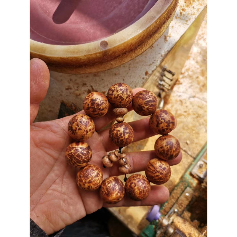 默奢 东北琥珀木松明子手串 明包松丁满瘤疤沉香男士文玩 佛珠手串