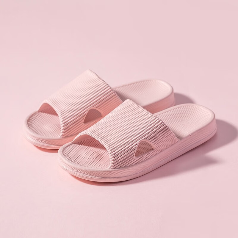 名创优品（MINISO）舒适脚感男女士浴室拖鞋防滑拖鞋厚底踩屎感鞋子夏季外穿室内居家 女士粉色（39-40码）