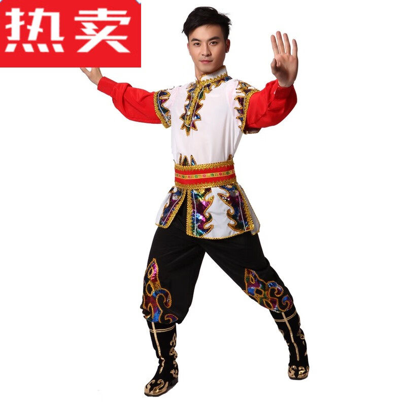 木兰旅舞蹈新疆演出服男少数民族舞服哈萨克族维吾尔族跳舞衣服定