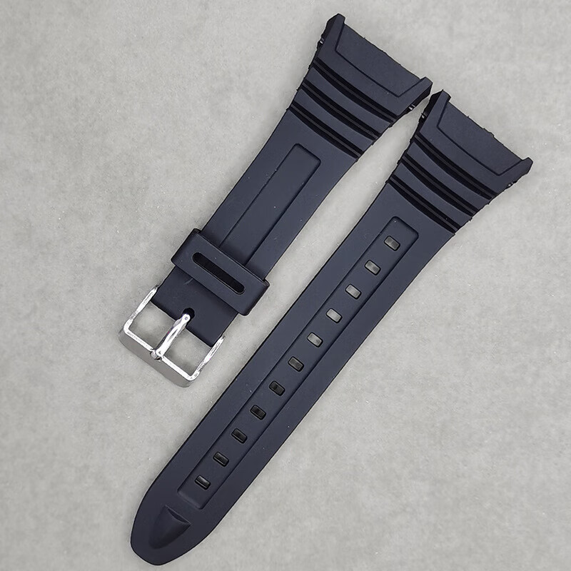 尚智戴适配g-shock卡西欧3239 w-96h 1a 2a 9a手表带 黑色橡胶pu表链