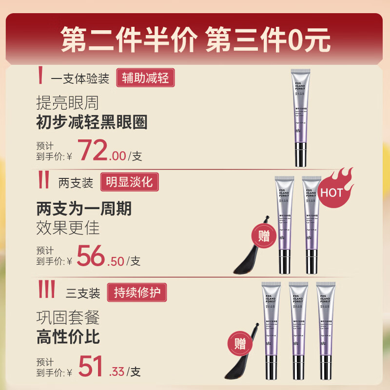 雾屿森林眼霜咖啡因淡化黑眼圈细纹抗皱紧致改善眼周熊猫眼送礼物女友 20g【单支体验装】