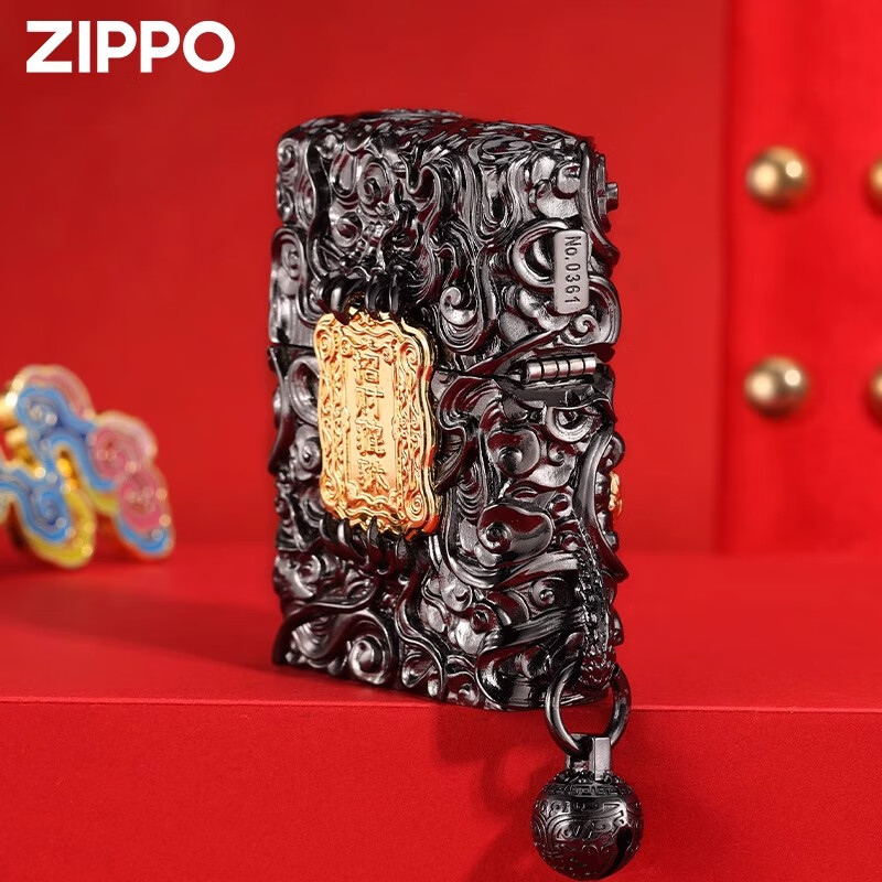 ZIPPO打火机官方正品煤油防风之宝招财灵动貔貅限量送男士朋友生日礼物 灵动貔貅黑色-不定制【套餐款】