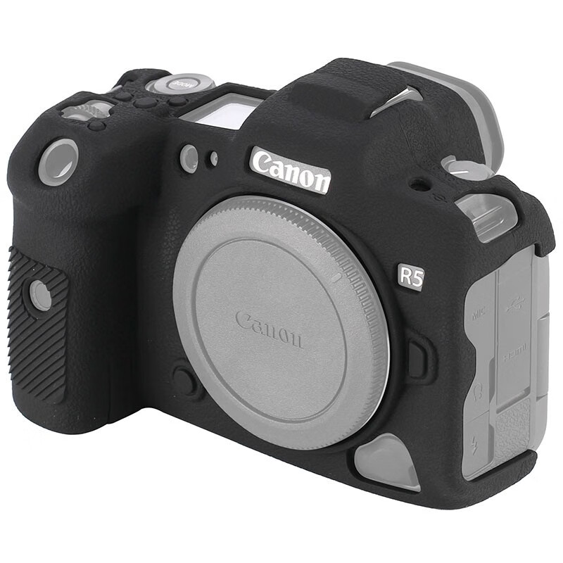 qeento保护壳 适用于佳能R5 R6 Mark II R RP R7 R8 R10相机保护套 硅胶套 黑色 佳能R5 mark II