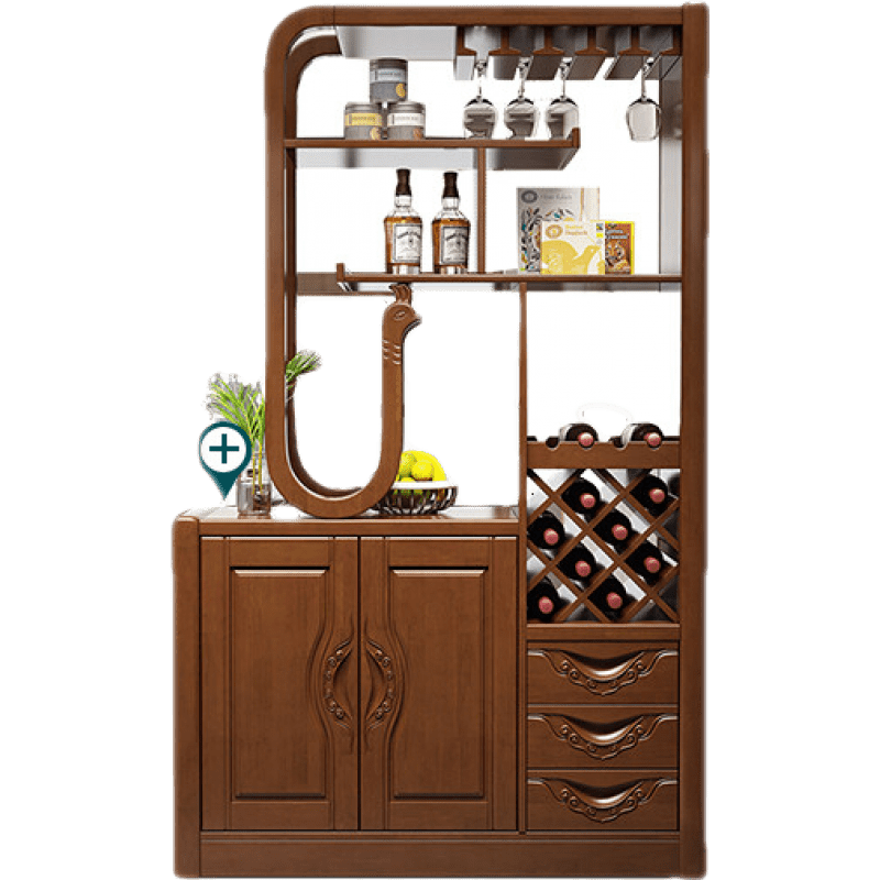 杜裕惟（DUYUWEI）鞋柜酒柜一体 入门柜中式实木酒柜隔断入户玄关柜客厅进门间厅柜鞋柜一体双面现代 二门3抽(1.2米)【胡桃色】 组装  框架结构