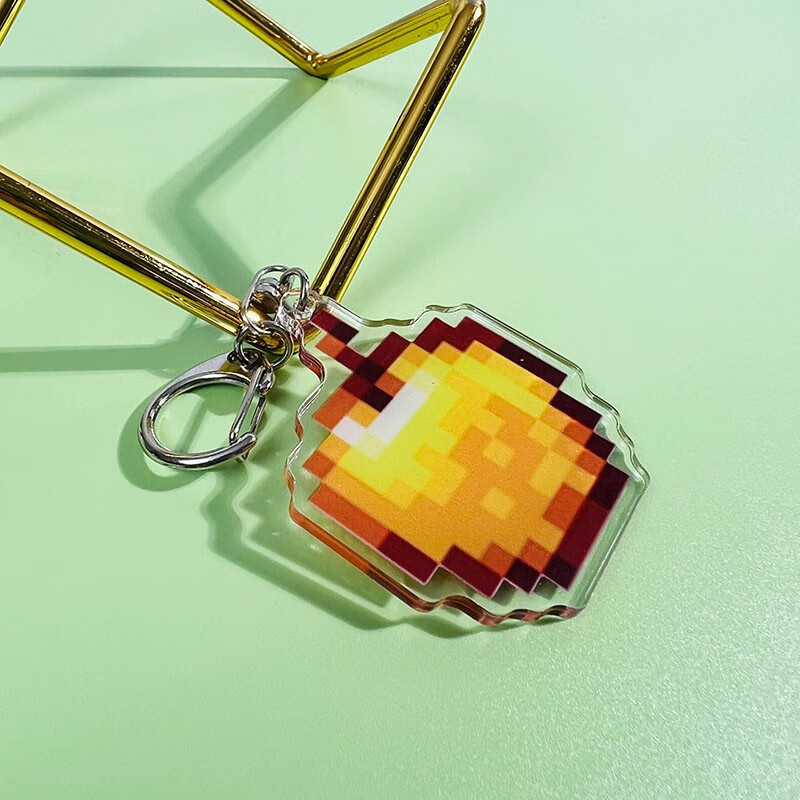 minecraft卡通周边透明钥匙扣书包挂件钻石剑男孩玩具 5cm透明金苹果