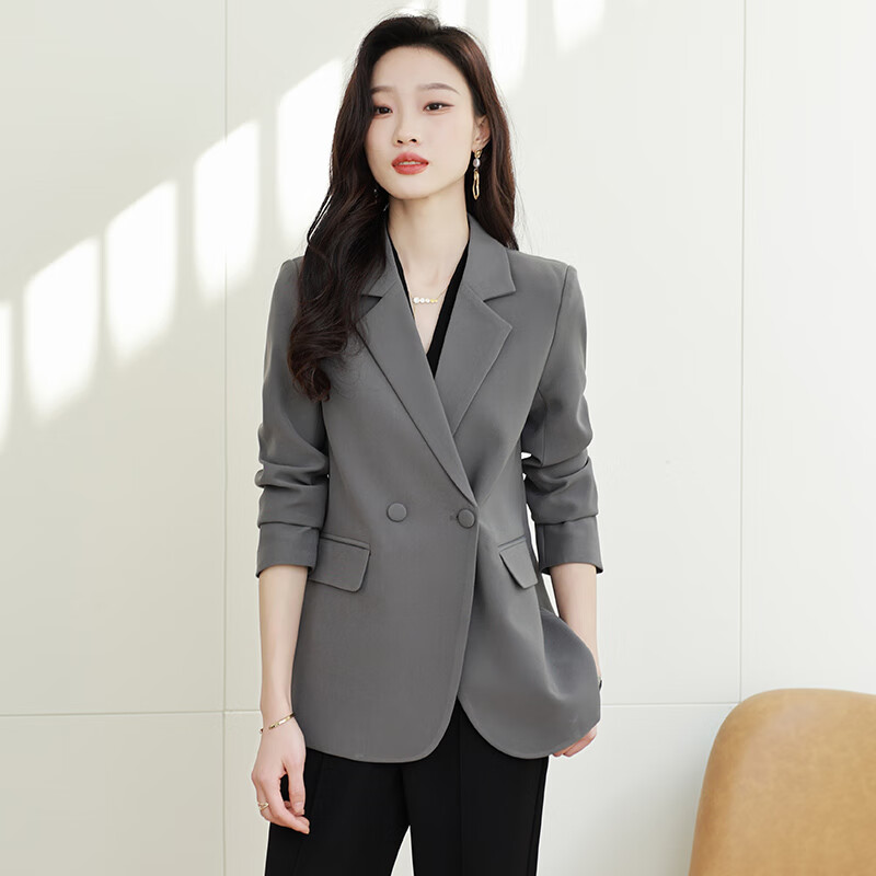 坠倾后背开叉小西装外套女春秋2023新款韩版宽松设计感显瘦小个子西服