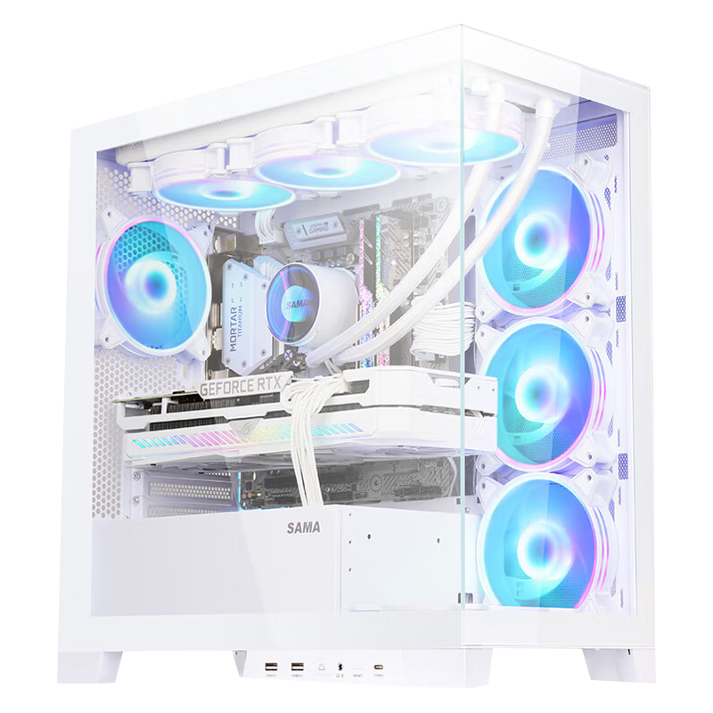 ������SAMA���¾������/�󾳽纣����ȫ��͸�������䣨Type-c/˫�沣��/ATX����ʽ����/360ˮ�� �����󾳽� ��