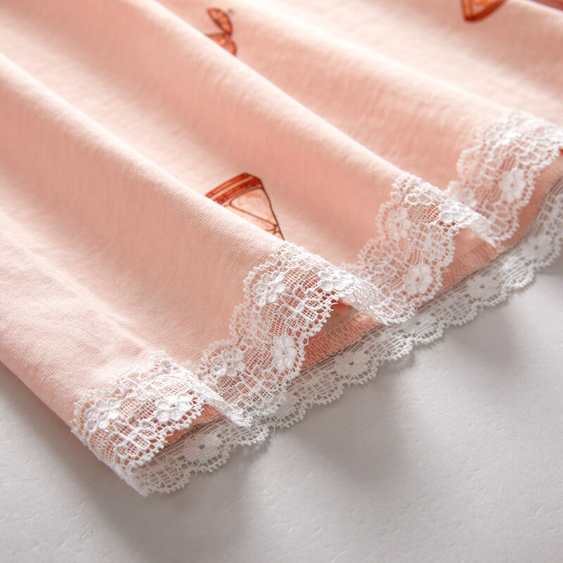 三枪家居裤春夏季全棉睡裤女士甜美风小个子可外穿薄款纯棉宽松版短裤 浅橘橙子 L (165/90)