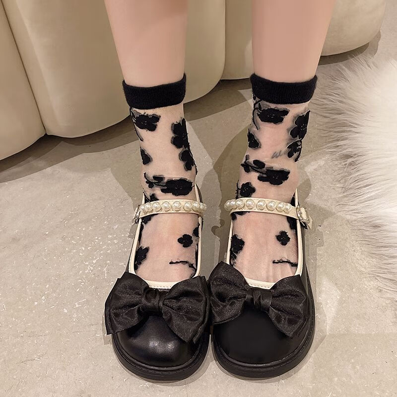 冉同蝴蝶结玛丽珍鞋搭配裙子猪腰子鞋蝴蝶结玛丽珍厚底小皮鞋日常jk可