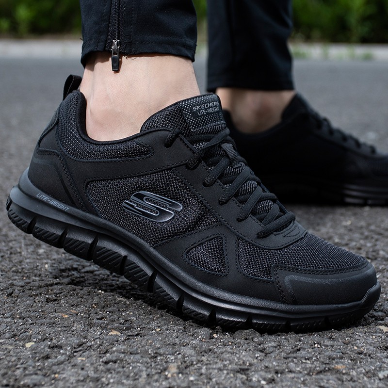 斯凯奇（Skechers）男鞋夏季2025新款轻便透气跑步鞋软底网面鞋休闲鞋黑色运动鞋男 BBK/黑武士 39.5