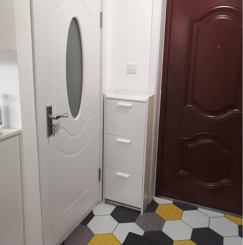 渺帆翻斗两层矮鞋柜简约家用进门口外窄款小尺寸省空间简易低鞋架