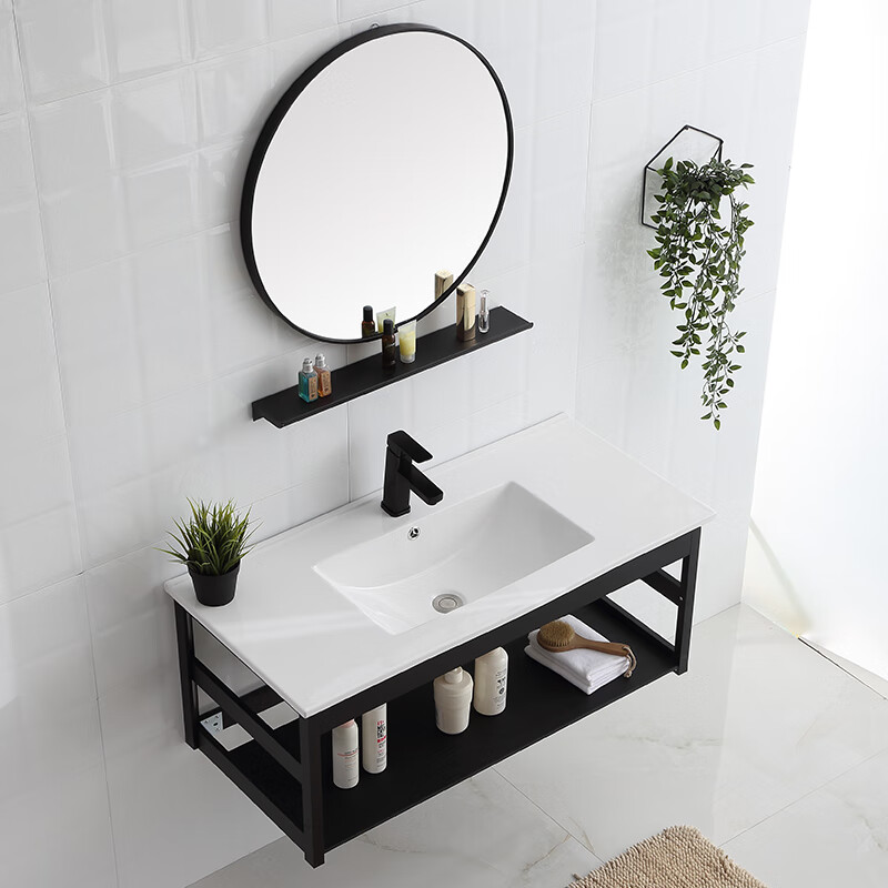 卫生间挂墙式一体陶瓷洗手盆洗脸盆柜盥洗盆小户型洗漱池家用组合 51x