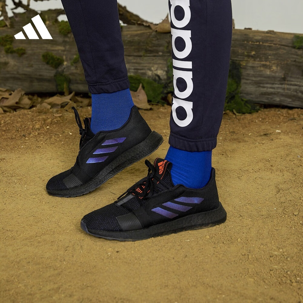 adidas 阿迪达斯 官方轻运动SENSEBOOST GO男子舒适跑步运动休闲鞋 黑色/偏光紫 43(265mm)