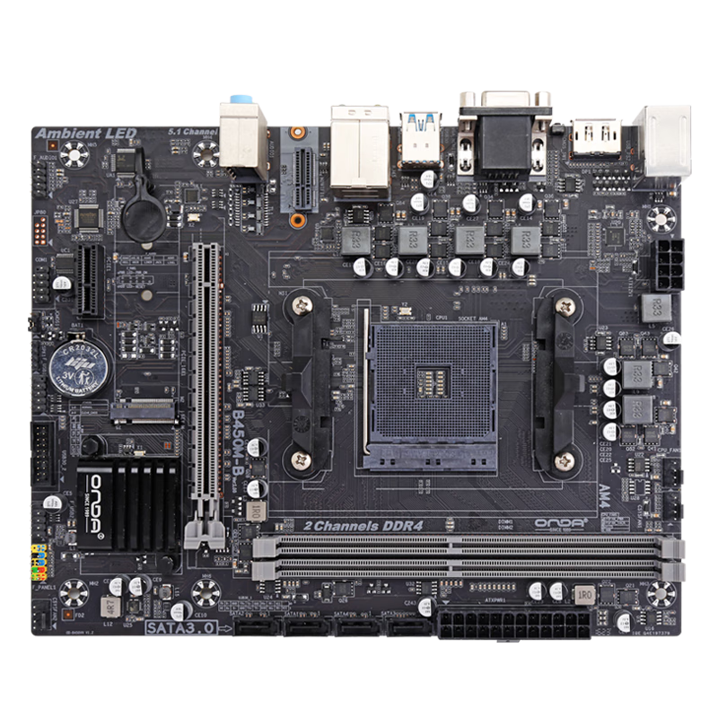 昂达（ONDA）B450M-B（AMD B450/Socket AM4）支持锐龙1-5代处理器 娱乐办公主板
