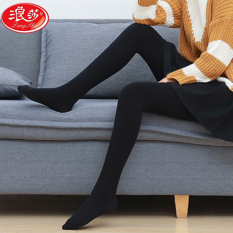 浪莎(langsha)丝袜女春秋款天鹅绒连裤袜防勾丝连体打底袜3条 肤色3条