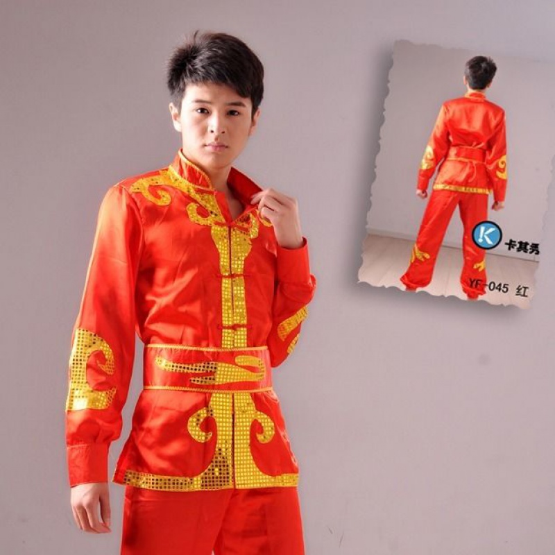 新款男士秧歌服打鼓服演出服舞龙舞狮表演服东北腰鼓服民族服装2020