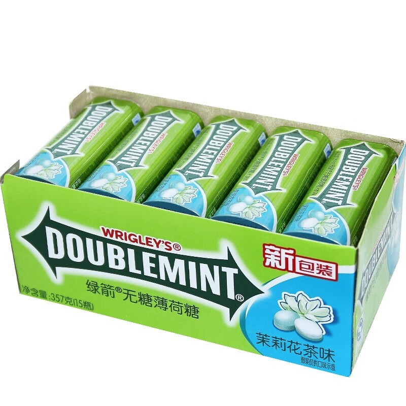 绿箭口香糖 薄荷味片装整箱清新口气 绿箭弹立方无糖口香糖 茉莉铁罐