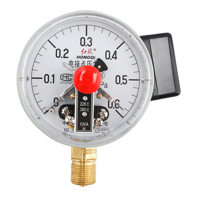 红旗 电接点压力表YX-100 径向上下限报警水压油压气压液压自动控制压力表0-0.6Mpa