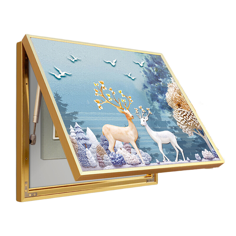 鯨派 電表箱裝飾畫液壓上掀遮擋配電箱掛畫餐廳總開關(guān)電閘箱壁畫 480-19 70*50(電箱60*40)液壓