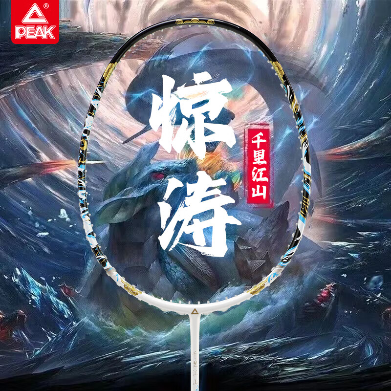 匹克（PEAK）羽毛球拍碳素超轻学生耐打耐用型初学者单怕单支套装男女通用 江山闪现蓝 5U全碳素28磅