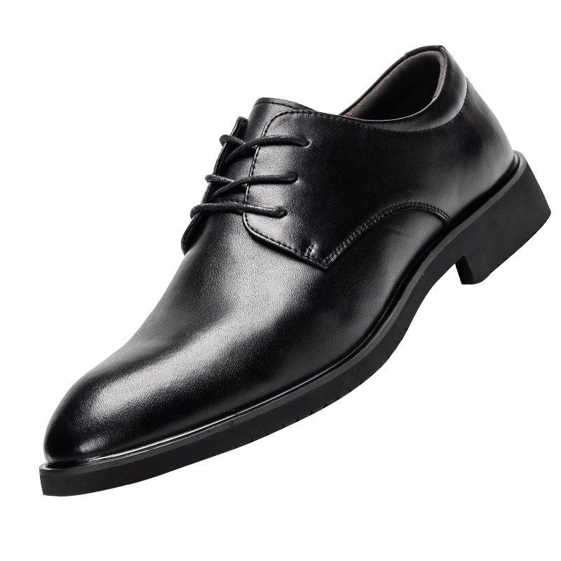 回力皮鞋男秋季英伦风正装商务款男士黑色休闲德比鞋软底结婚新郎鞋子 黑色商务款 44