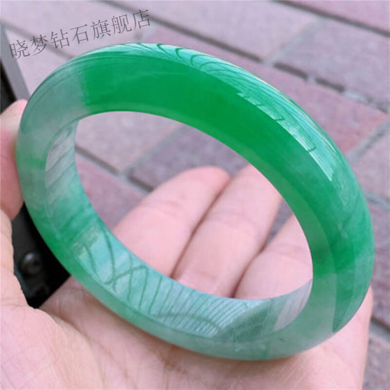 晓梦2024新款缅甸玉手镯冰糯种阳绿翡翠少女正圆贵妃女镯翡翠处理玉手