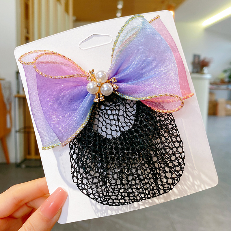 魅丽饰季儿童发网发饰舞蹈盘头盘发神器女童头花网兜宝宝丸子头饰发圈