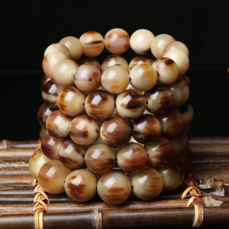天魅天然老黄牛角佛珠牦牛角手串白水牛角念珠男女款民族风文玩菩提仔