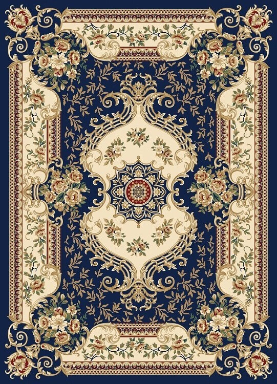 手工地毯欧式客厅茶几毯卧室复古美式法式门口地毯轻奢毯子毯 宝蓝色