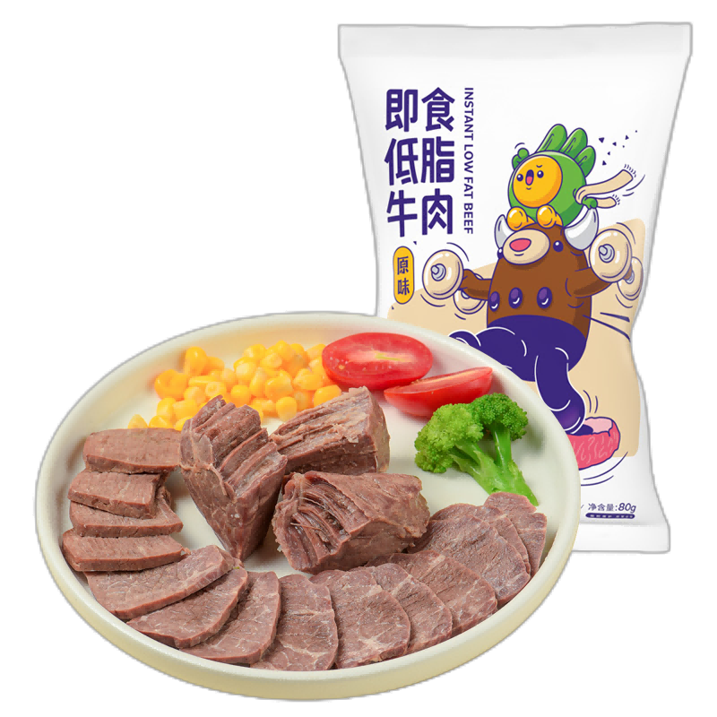 蒙時代低脂牛肉80g*5袋 即食醬牛肉 鹵牛肉熟食 減肥代餐 內(nèi)蒙特產(chǎn)零食