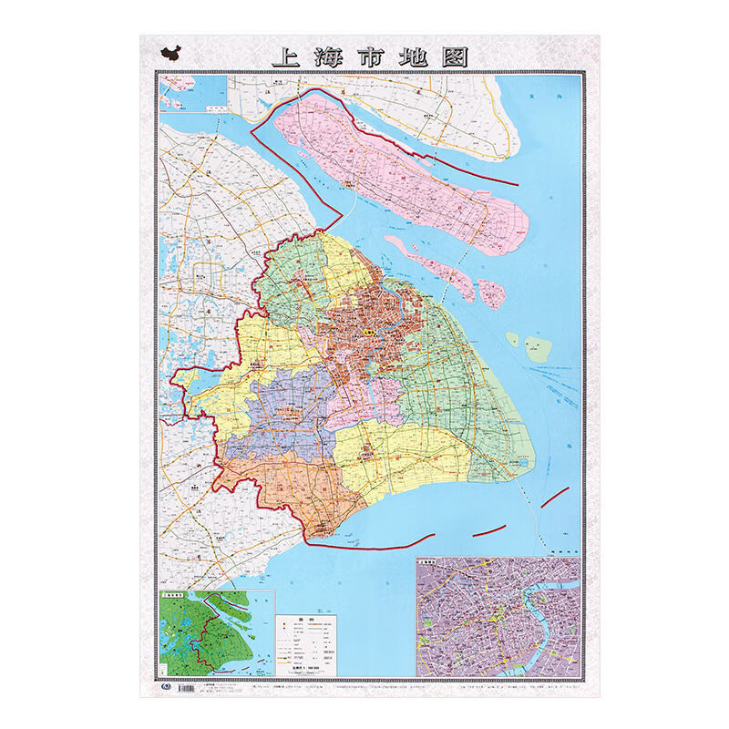 上海市地图挂图2023年新版挂墙免打孔高清防水行政交通装饰画贴图