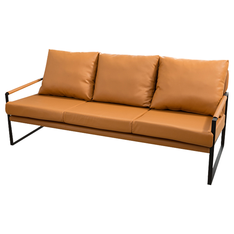 积木部落 单人沙发北欧客厅铁艺沙发椅阳台小户型简易休闲靠背椅子时尚卧室懒人皮沙发 橙色超纤皮