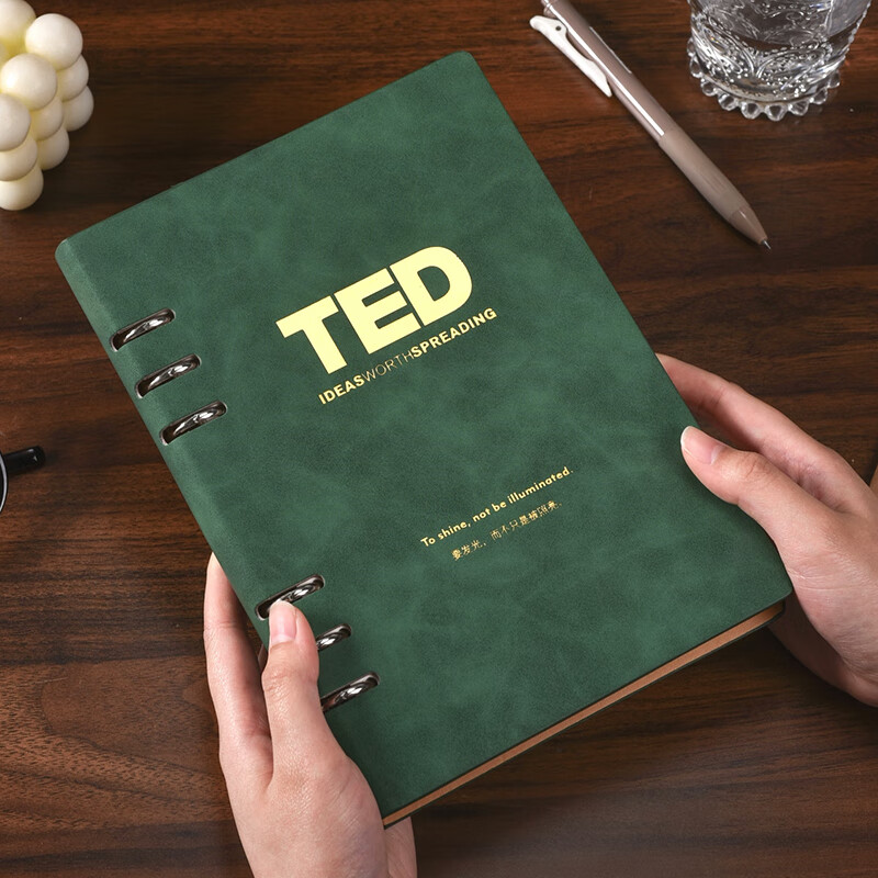 TED演讲文字稿精选编排2023年单词纸质版练习本活页本ins风生考研学习神器精选作业 20篇无笔记款+墨绿色烫金