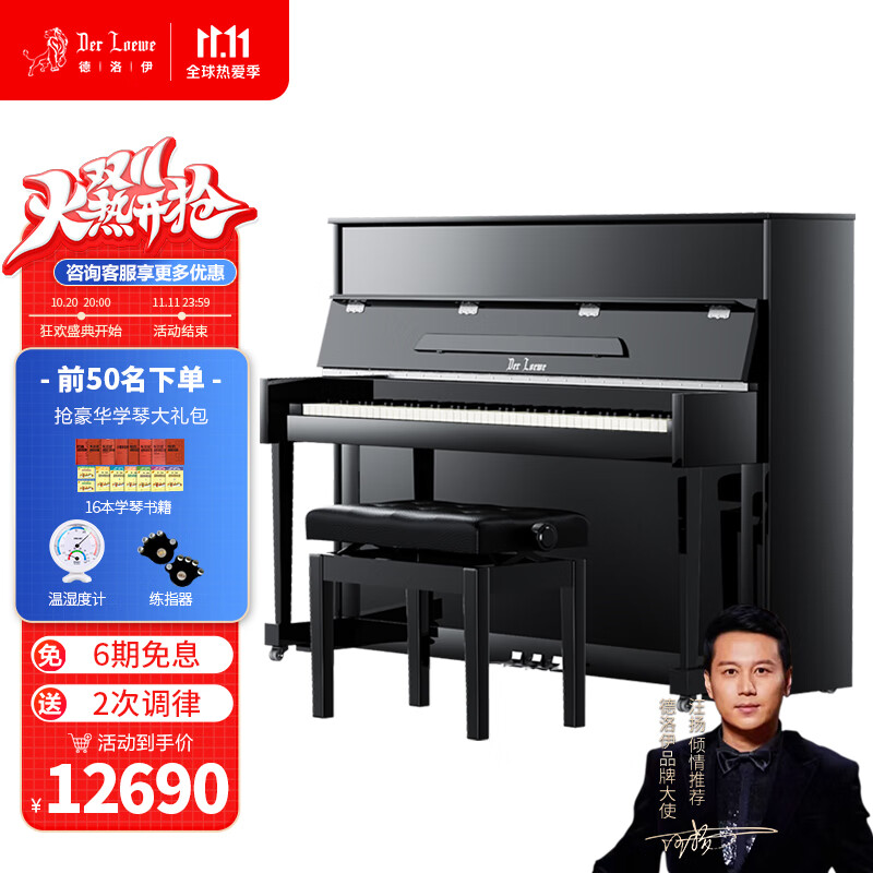 德洛伊 北京珠江钢琴DW-118立式钢琴德国进口配件 初学者家用练习专业考级通用1-10级88键
