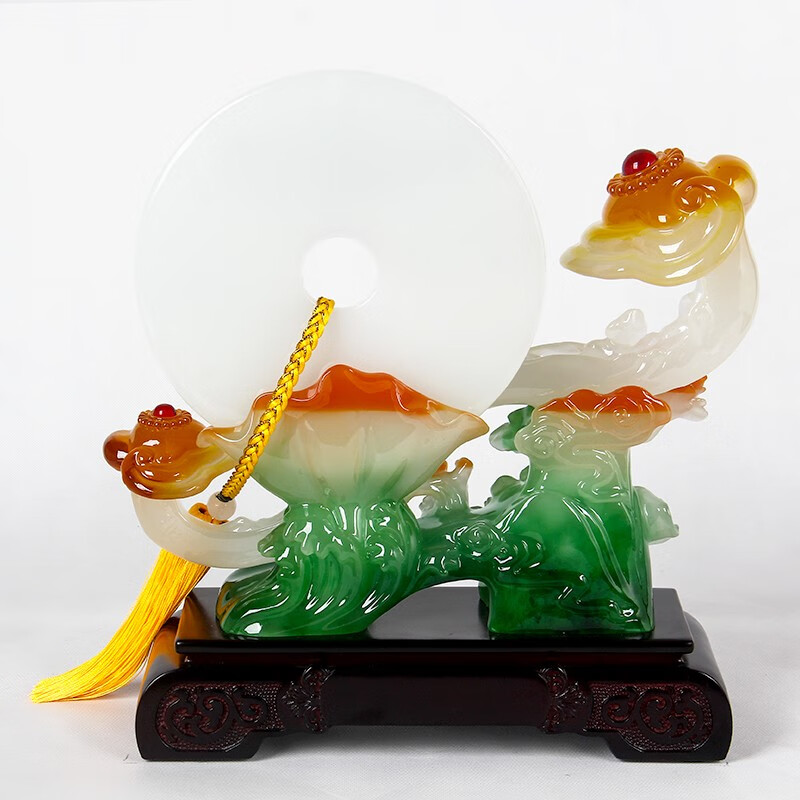 铁圈礼业如意平安扣摆件电视柜客厅摆设工艺品玄关装饰品乔迁新居入宅礼品 A款富贵有余 高36cm 长34cm