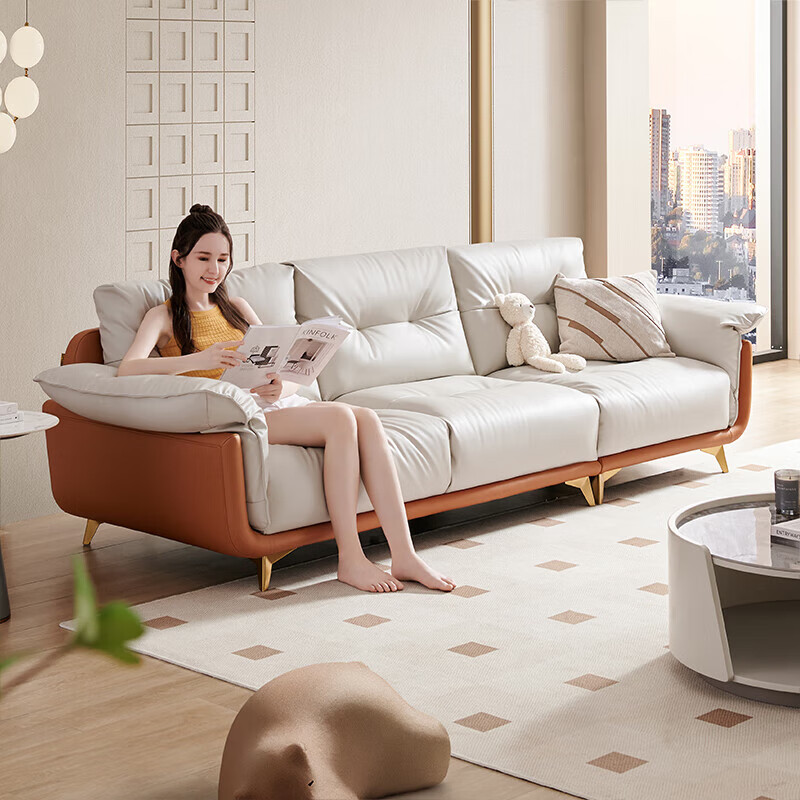 需购券、PLUS会员：CHEERS 芝华仕 2051 科技布现代简约沙发 三人位固定款 暖白色