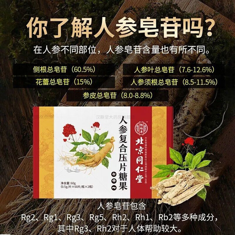 北京同仁堂人参皂苷rg3 120片北京同仁堂人参皂苷复合 药店直售 品质