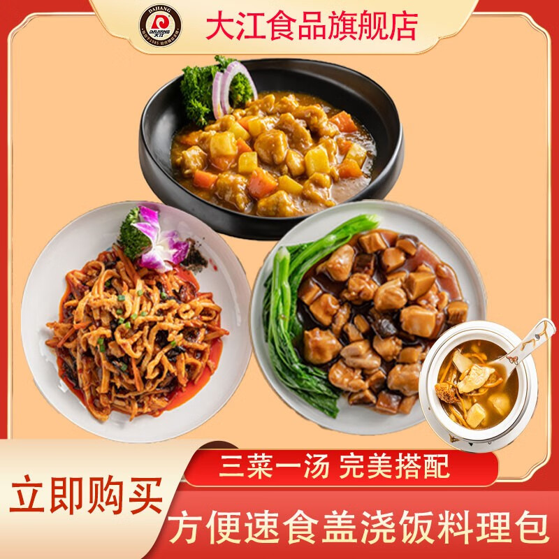 大江（DAJIANG）预制菜临期特惠 方便速食盖浇饭料理包 西式中式速食汤包 三菜一汤（虫草花鸡汤200g）