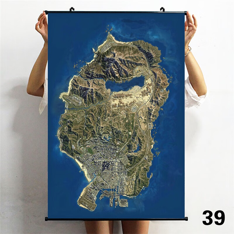 gta5-侠盗列车5挂画给他爱5游戏海报贴纸网咖宿舍布制海报挂画防 地图