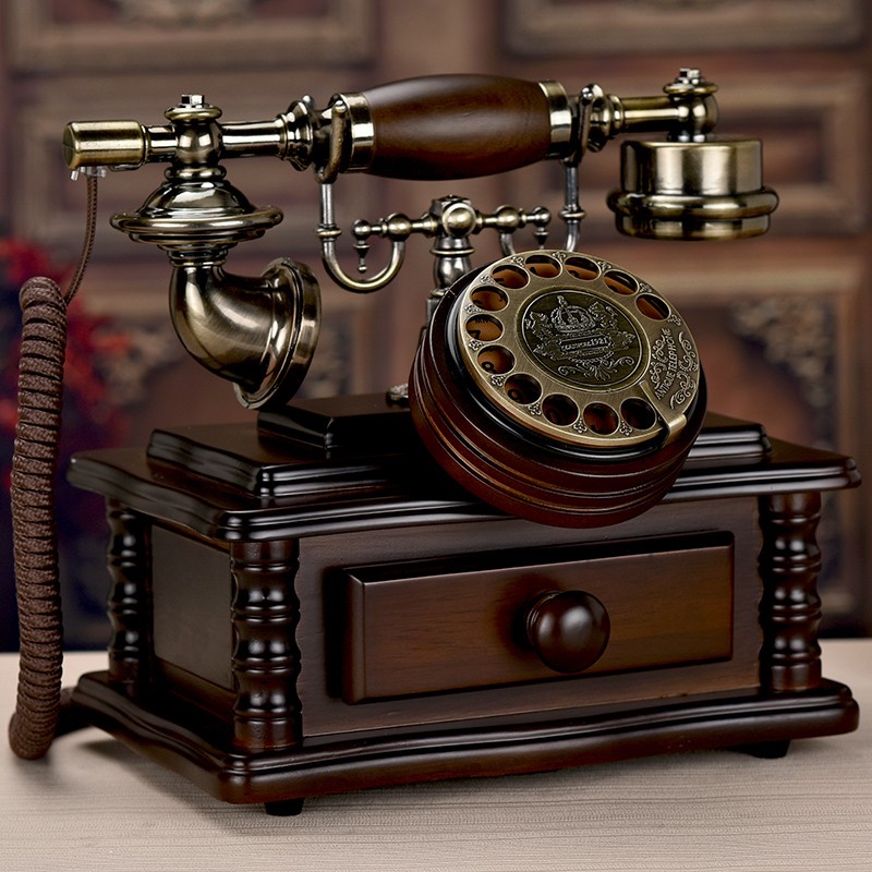 蒂雅菲（DIYAFEI） 无线实木仿古电话机复古插卡中式电话酒店来电古董家用办公座机蒂雅菲 复古转盘（咖色）双玲 插线版